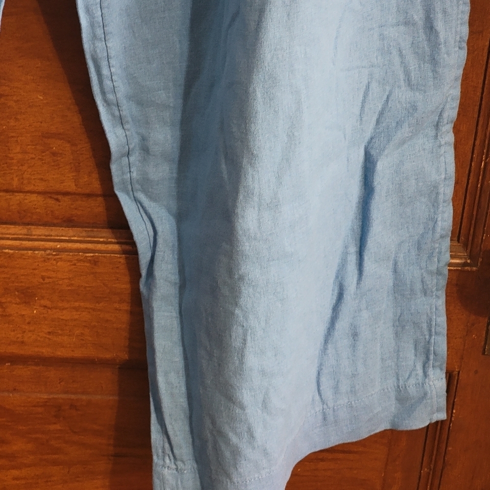 A New Day High Rise Linen Wide Leg Fluid pants Blue - Picture 7 of 13